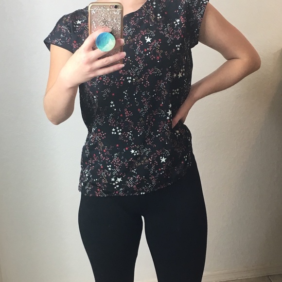 Abercrombie & Fitch Tops - Abercrombie Star Print Black, Slit-back Shirt